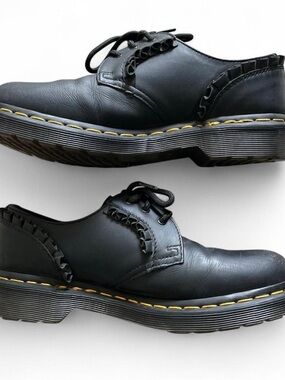 Dr. Martens 1461 Frill Black Napa Leather Lace-Up Oxfords